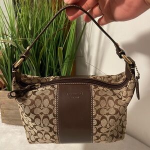 Coach Tan and Brown Signature Shoulder Bag